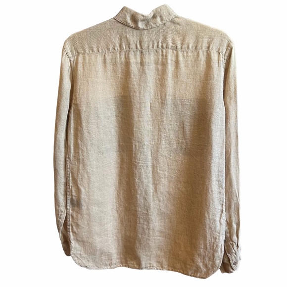Ralph Lauren 100% Linen Tan Long Sleeve Button Down Women's Shirt Size 6 - Picture 2 of 7